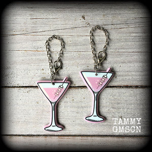 Zombie martini tunnel earrings