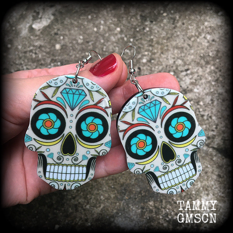 Sugar skull earrings-Day of the Dead earrings