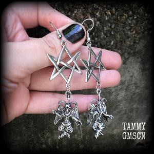 Baphomet earrings-Unicursal hexagram earrings