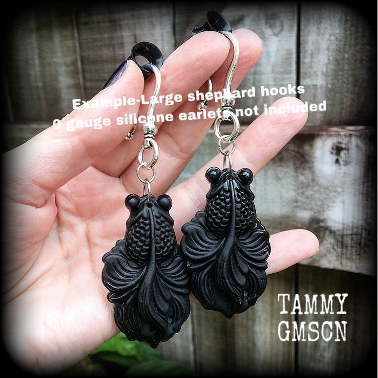 Black moor earrings-Black obsidian earrings