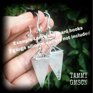 Clear quartz earrings-Gemstone ear hangers