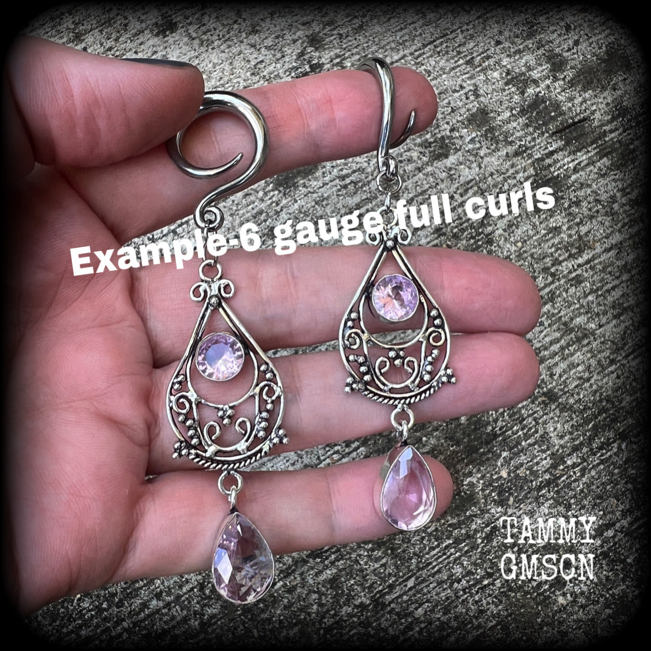 Pink Kunzite gemstone gauged earrings-Ear gauges