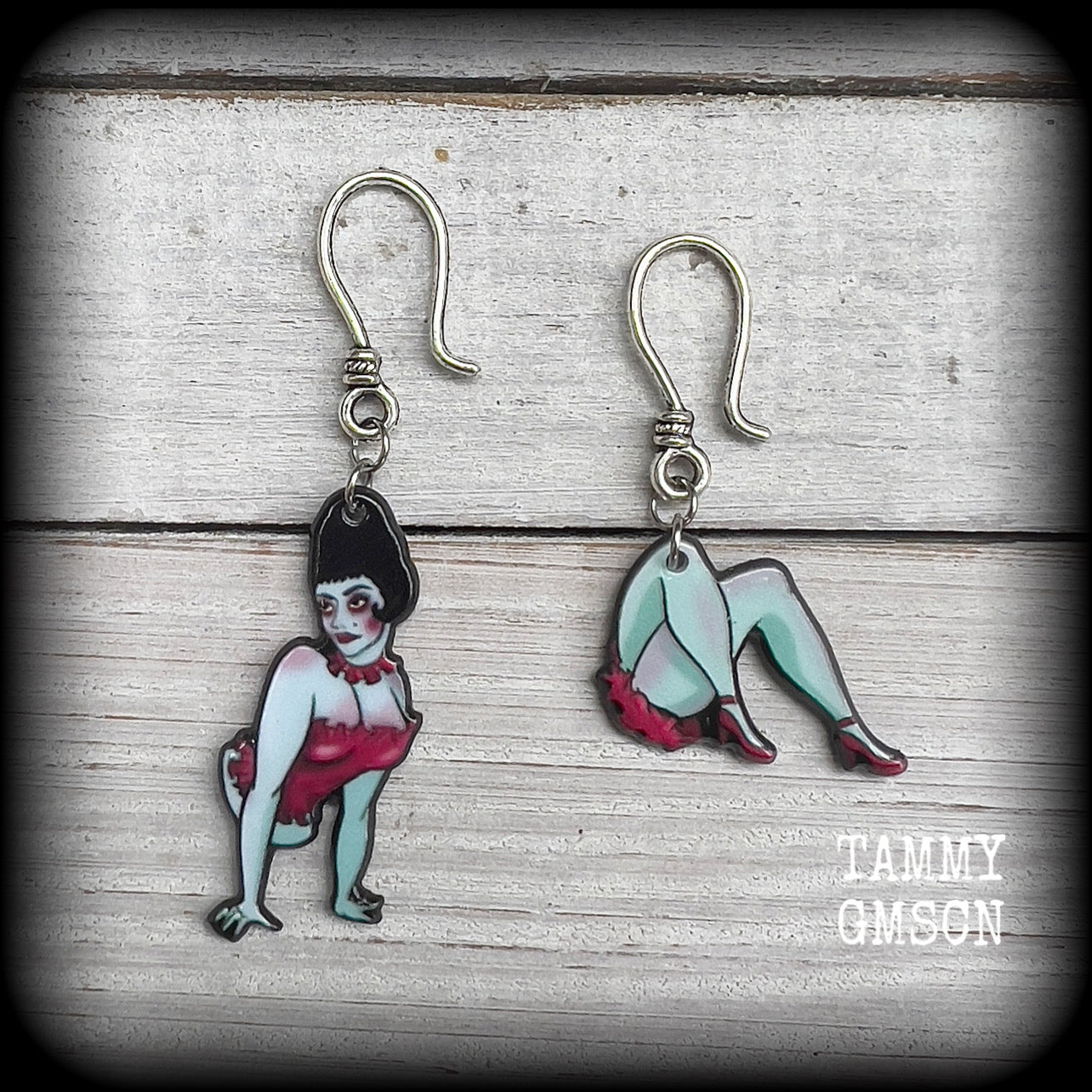 Beetlejuice earrings-Zombie earrings-Halloween earrings