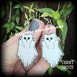 Ghost cat earrings-Halloween earrings