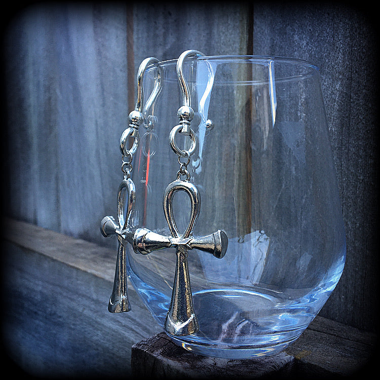 Egyptian ankh earrings-Ear hangers