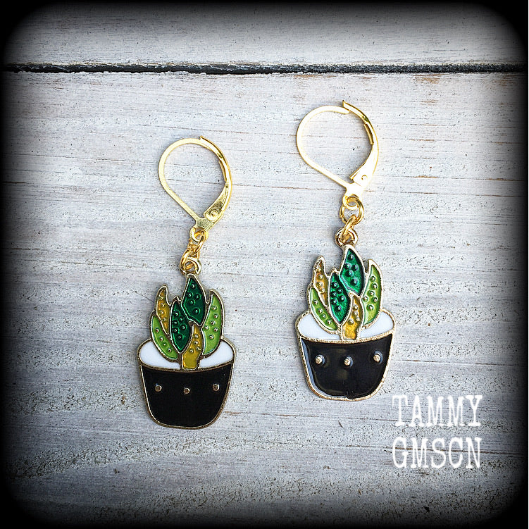 Aloe vera earrings-Cactus earrings