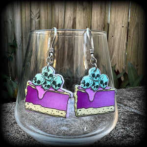 Skull cake earrings-Halloween earrings