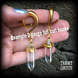 Clear quartz gauged earrings