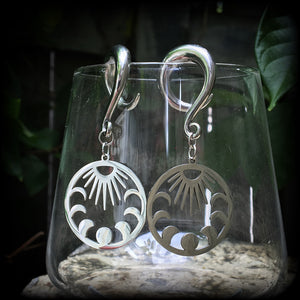 Moon phases gauged earrings