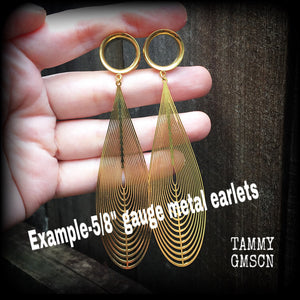 Aphrodite tunnel earrings-Teardrop tunnel dangles-Ear gauges