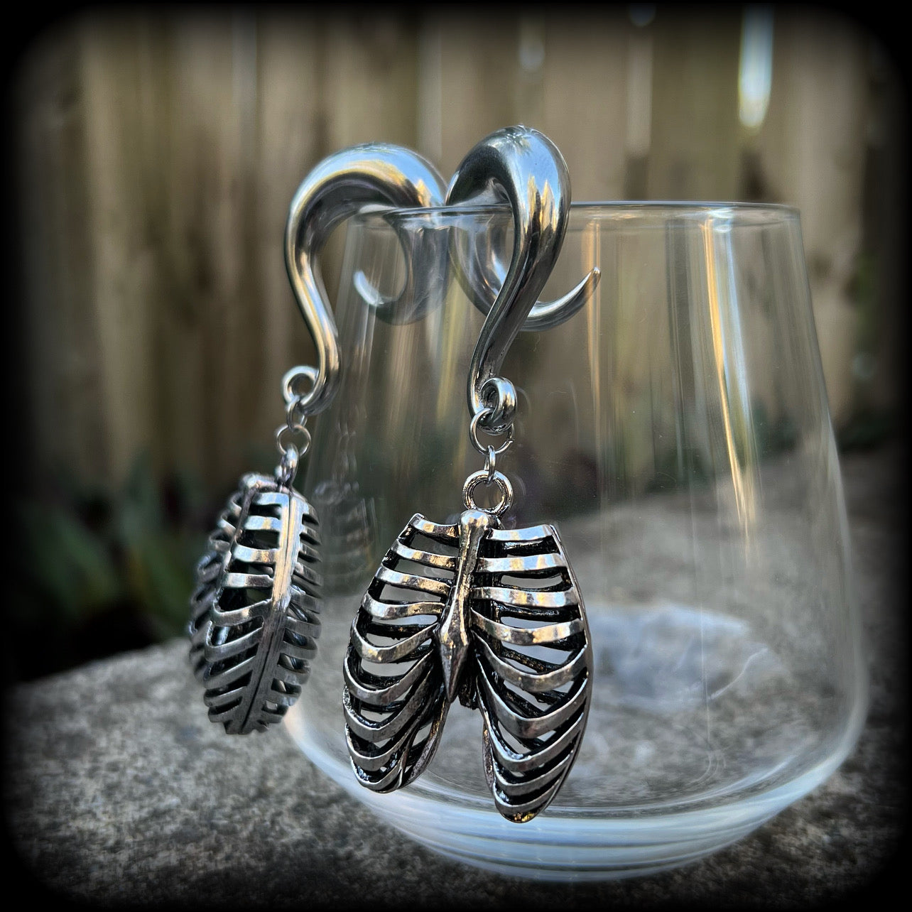 Ribcage gauged earrings