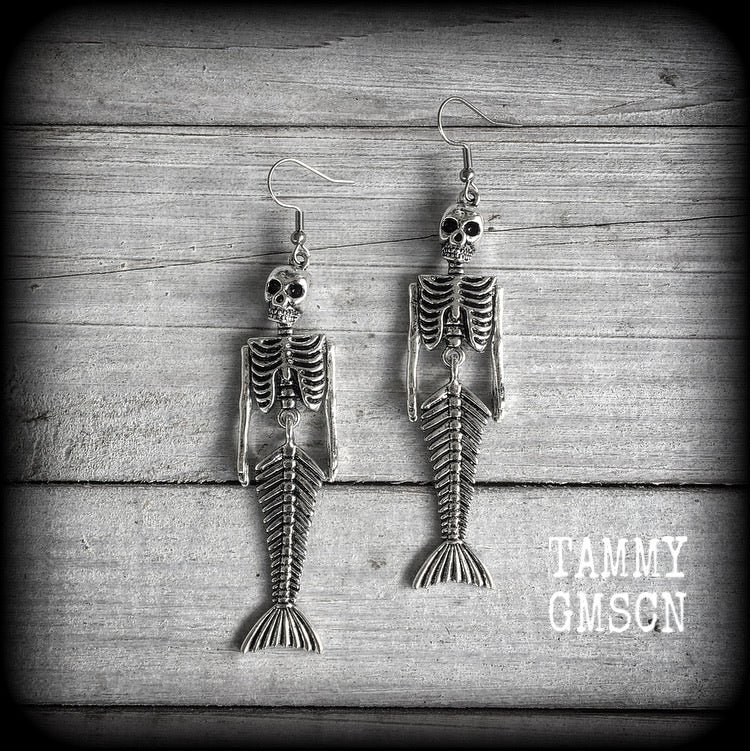 Mermaid skeleton earrings