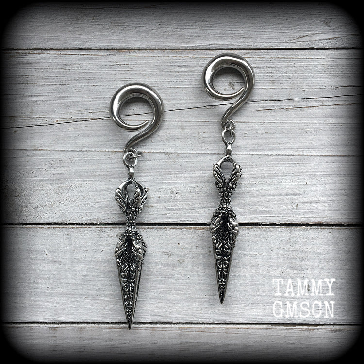 Vajra dagger ear weights-Gauged earrings