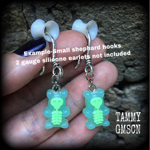 Tunnel earrings Gummy bears Halloween Candy Halloween earrings Halloween ear hangers Skeleton earrings