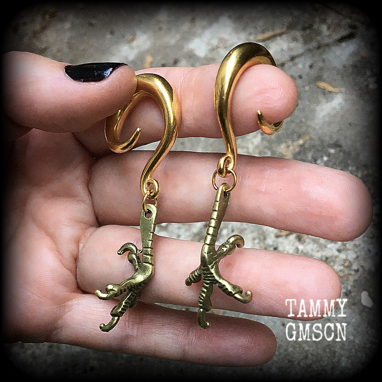 Bronze harpy claws gauged earrings