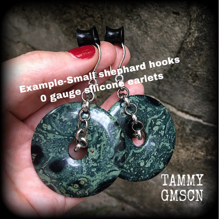 Kambaba Jasper ear weights-Jasper ear hangers-Gauged earrings