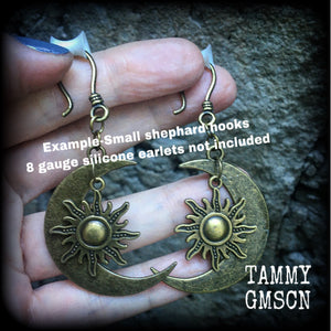 Esoteric sun and moon earrings-Ear hangers