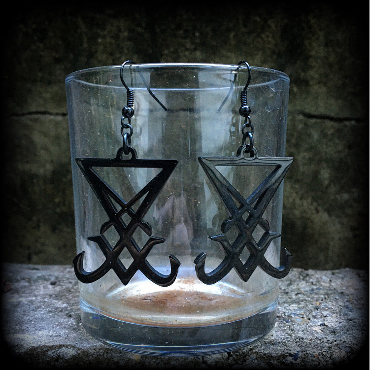 Sigil of Lucifer earrings-Occult jewelry