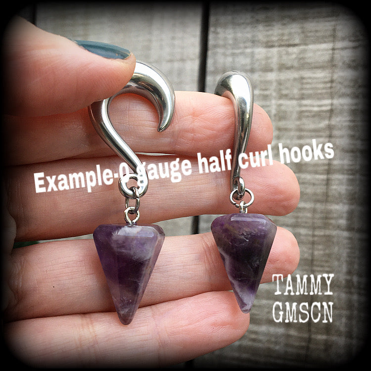 Amethyst gauged earrings