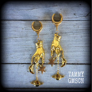 Chiromancy earrings Palmistry ear hangers Cradle ear weights Stars ear gauges Planets earrings Celestial jewelry Gauged earrings Stretched ears Stretched lobes Gauged ears Gauged lobes Body jewelry 6g 2g 0g 00g 1/2" 9/16" 5/8" 3/4" 7/8" 1" 1.10" 1.18