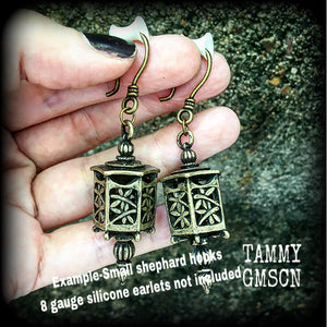 Bronze lantern earrings-Ear hangers