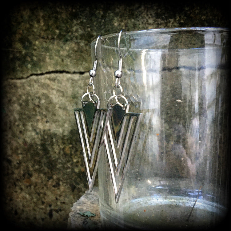 Triangle art nouveau earrings-Art deco earrings