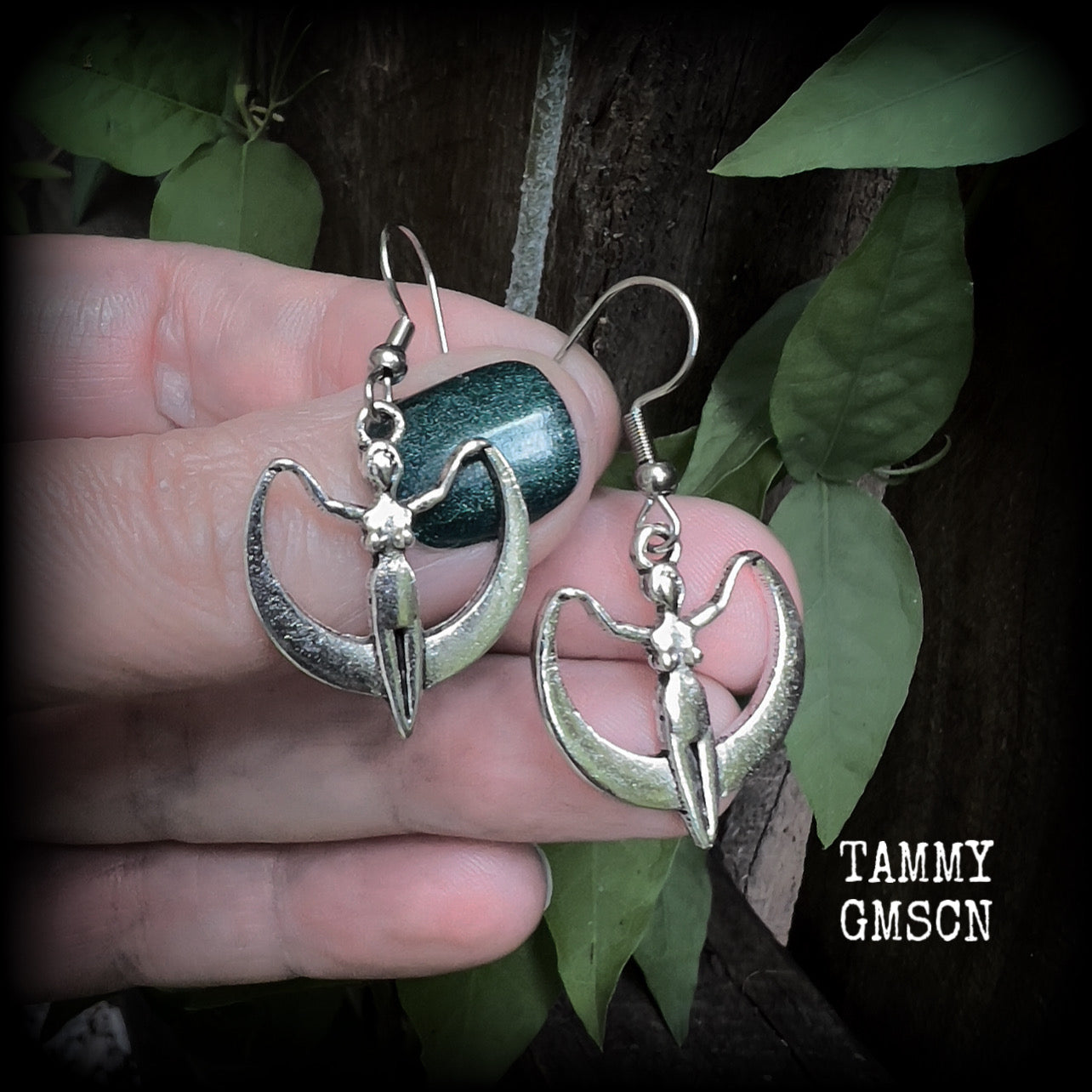 Moon goddess earrings Coven jewelry Witchy jewelry Occult earrings Esoteric earrings 