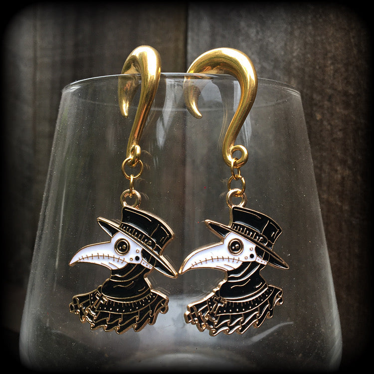 Plague doctor gauged earrings