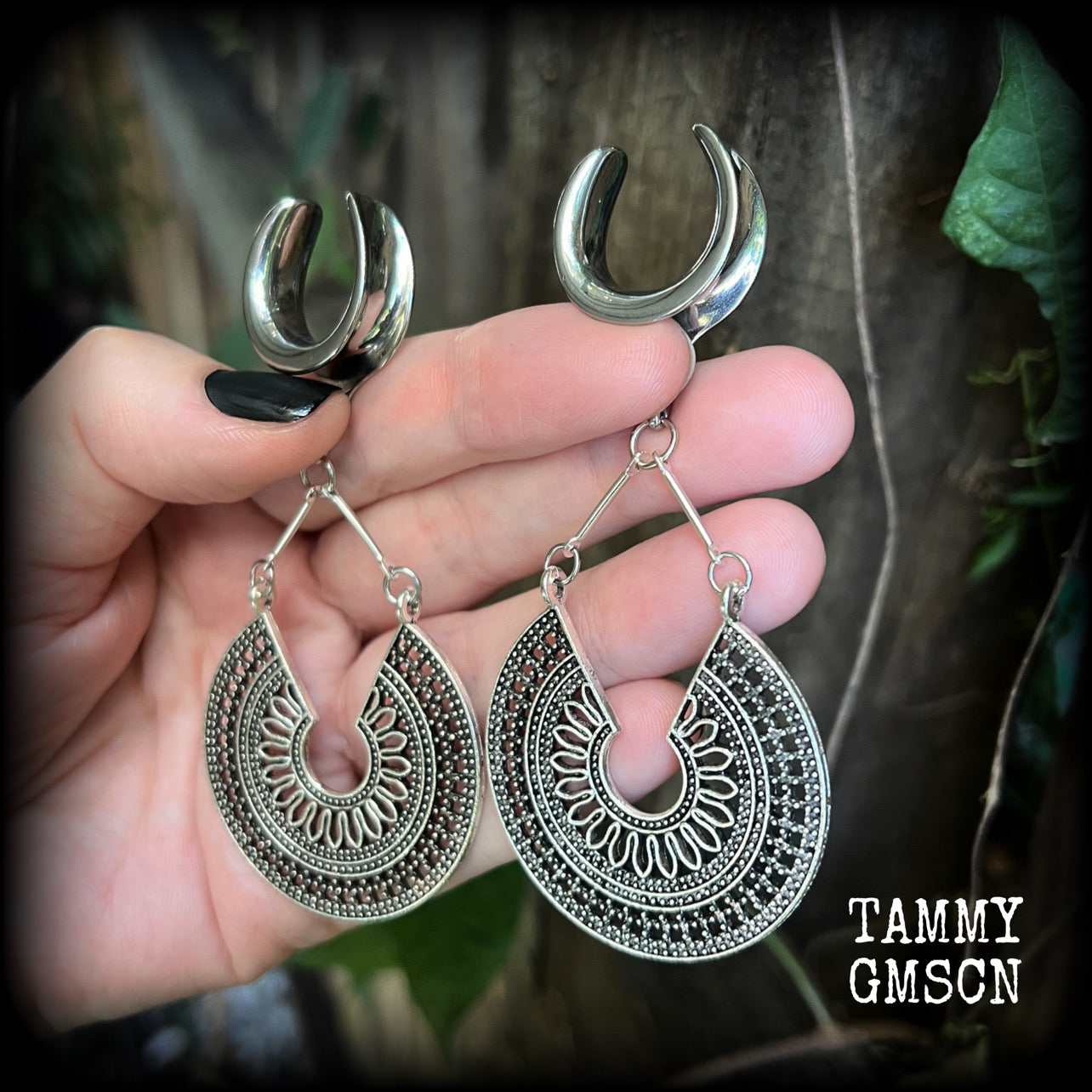 Mandala cradle weights-Artemis gauged earrings