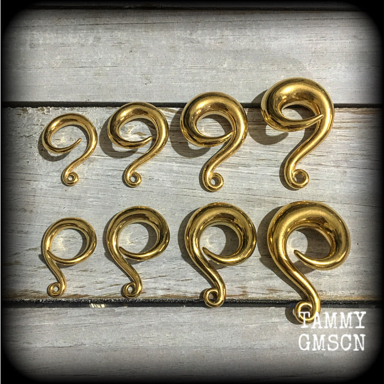 DIY Gold full curl hooks for stretched ears