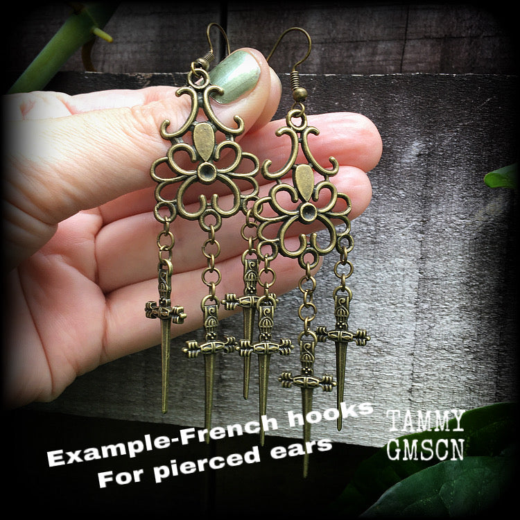 Three of swords earrings