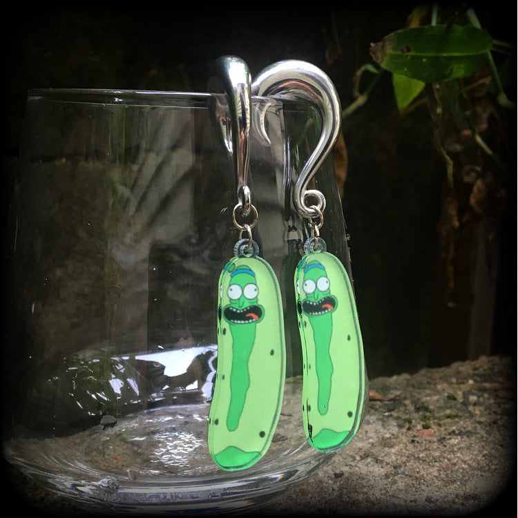 Pickle Rick earrings-Rick and Morty gauged earrings