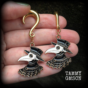 Plague doctor gauged earrings