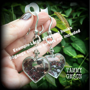 Garnet heart earrings-Ear hangers