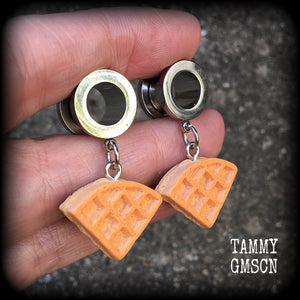 Waffles Waffle earrings Pastries Pastry earrings Food earrings Food jewellery Tunnels Plugs Ear gauges Gauged earrings Stretched ears Stretched lobes Body jewellery