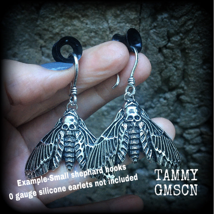 Deaths head moth earrings-Ear hangers