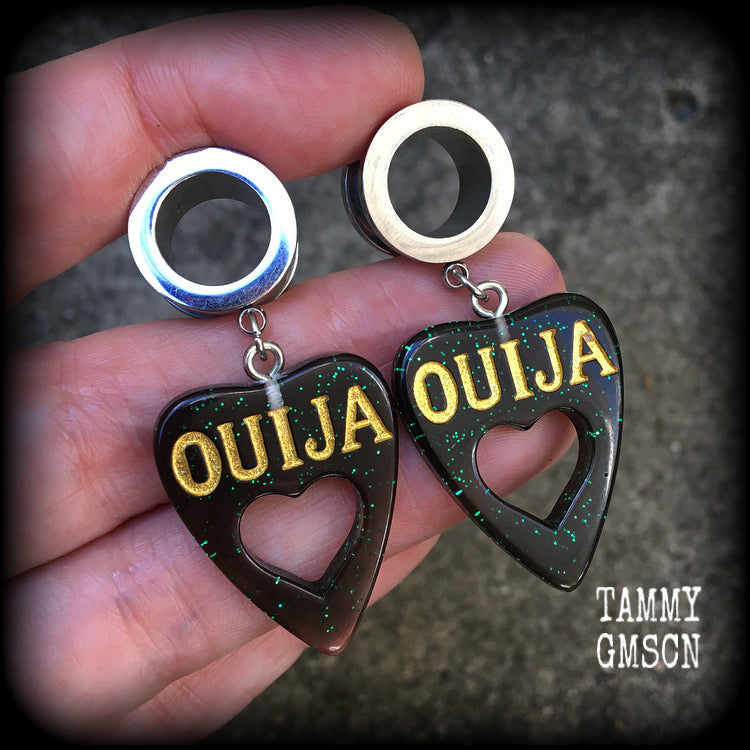 Ouija board planchette tunnel earrings