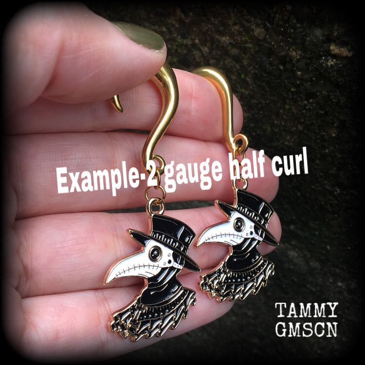 Plague doctor gauged earrings