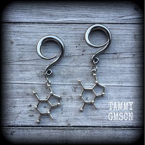 Chocolate molecule earrings-Theobromine gauged earrings