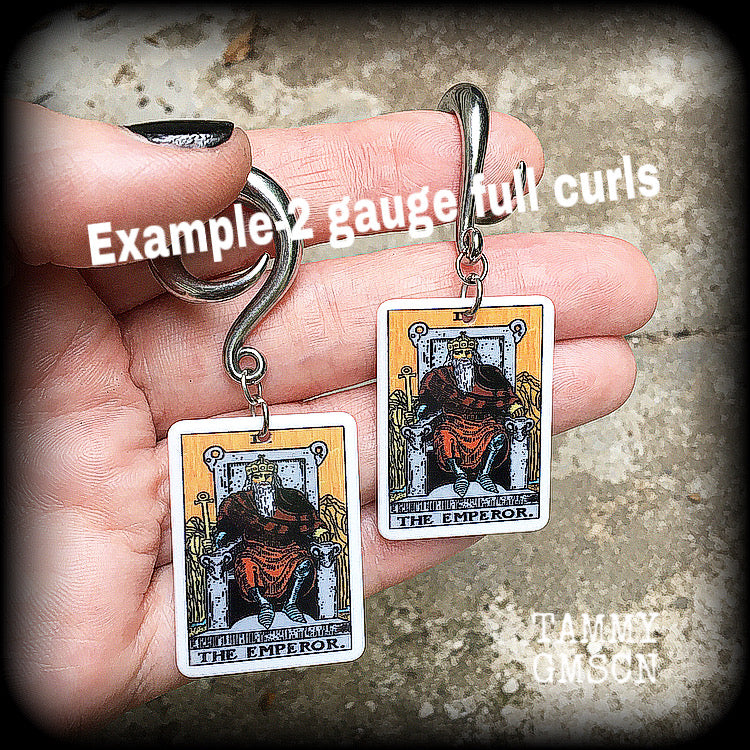 The Emperor tarot card gauged earrings