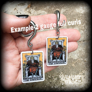 The Emperor tarot card gauged earrings