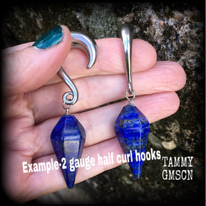 Lapis Lazuli gauged earrings-Gemstone ear weights