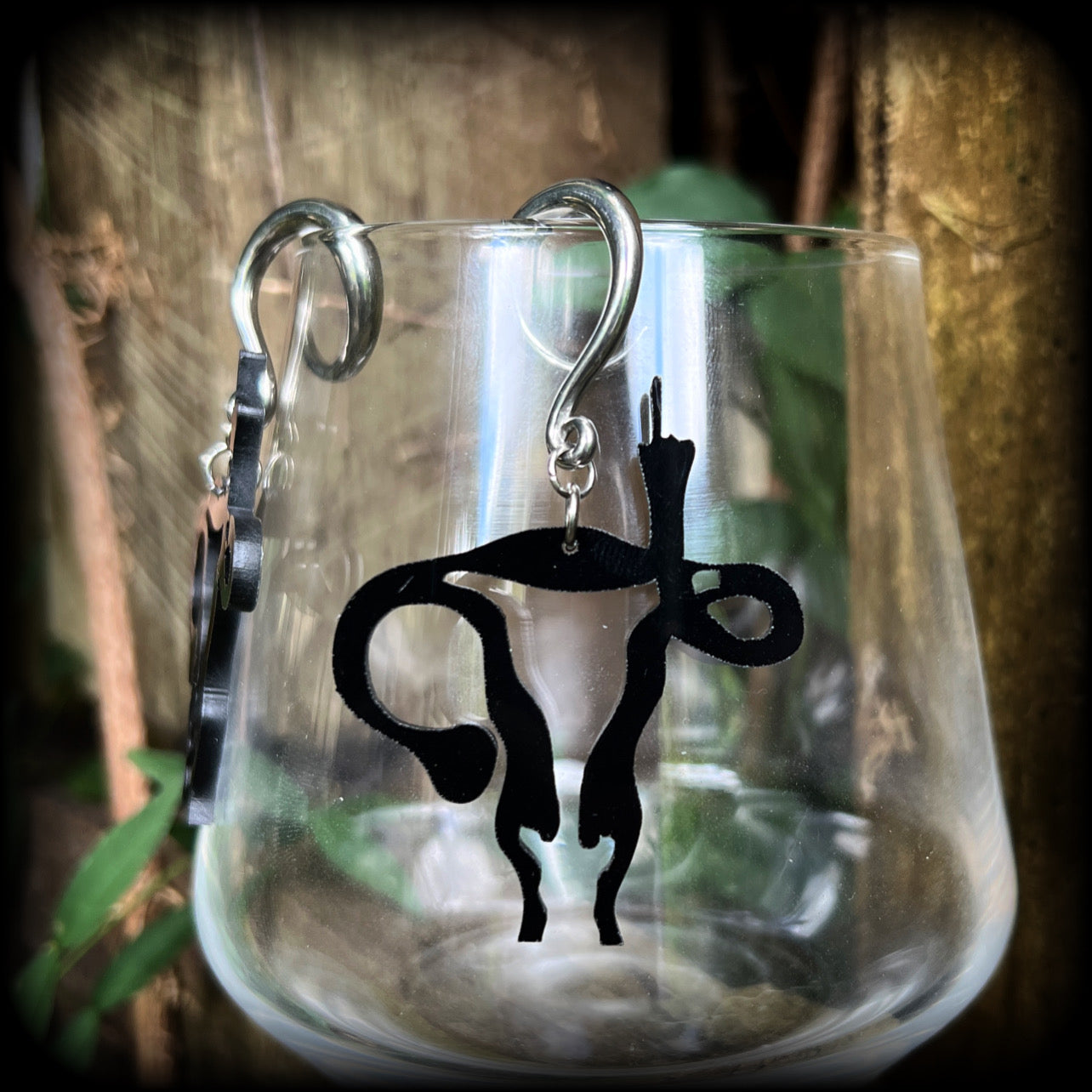 Angry uterus gauged earrings-Genitals earrings