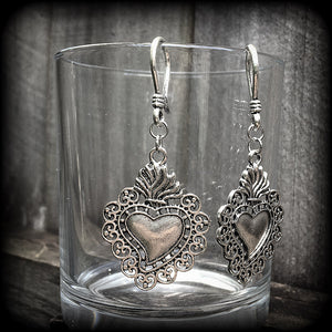 Sacred heart earrings-Ear hangers