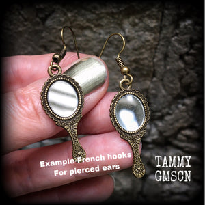 Bronze mirror earrings-Antique bronze earrings