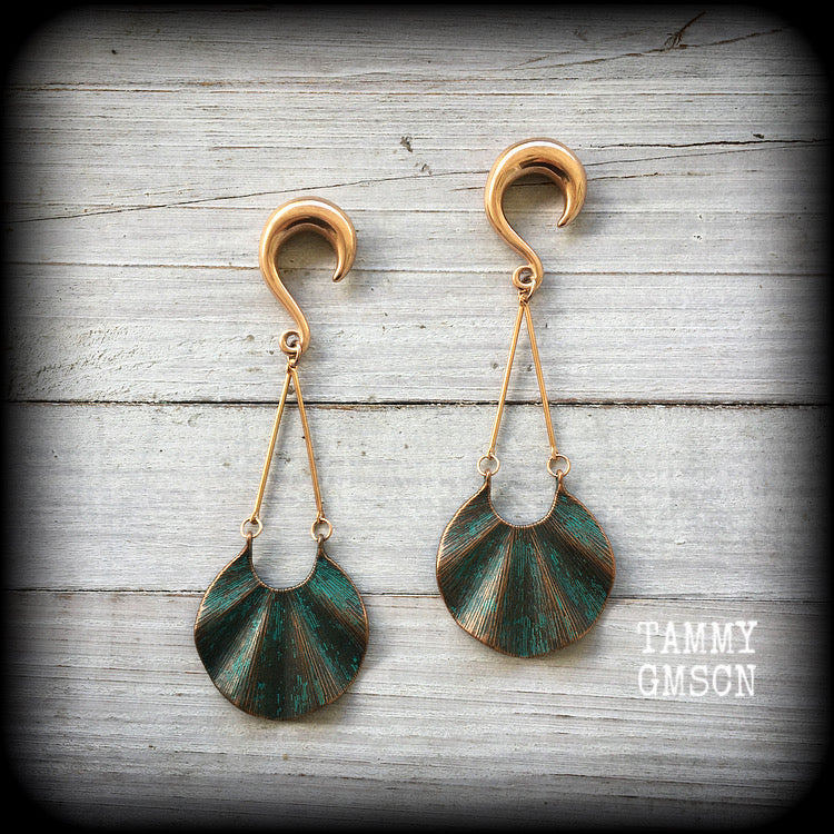 Sea hag gold tone ear weights-Sea witch earrings