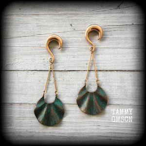 Sea hag gold tone ear weights-Sea witch earrings