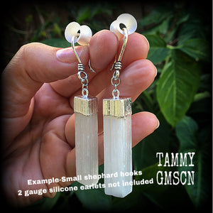 Selenite earrings-Ear hangers