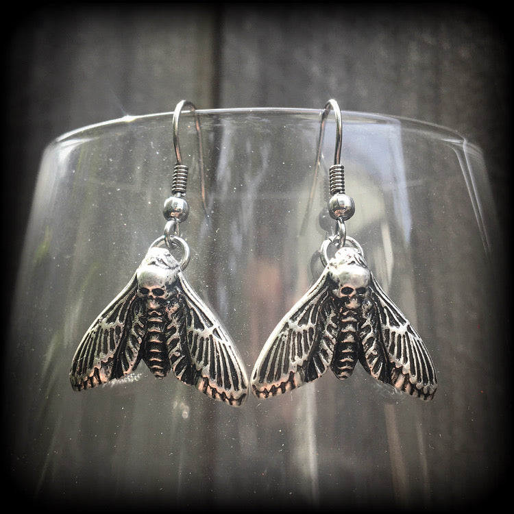 Deaths head moth earrings-Gothic earrings