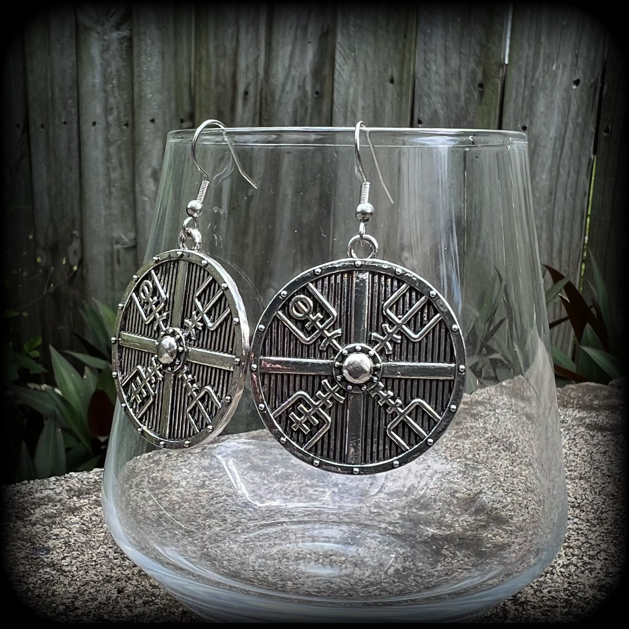 Viking shield earrings-Norse earrings